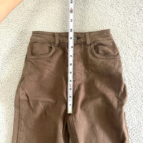 Subdued Soft Flare Jeans Womens High Rise Smile Brown Raw Hems Stretch - Picture 4 of 16